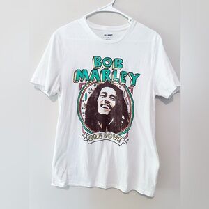 Old Navy White Bob Marley One Love Tee